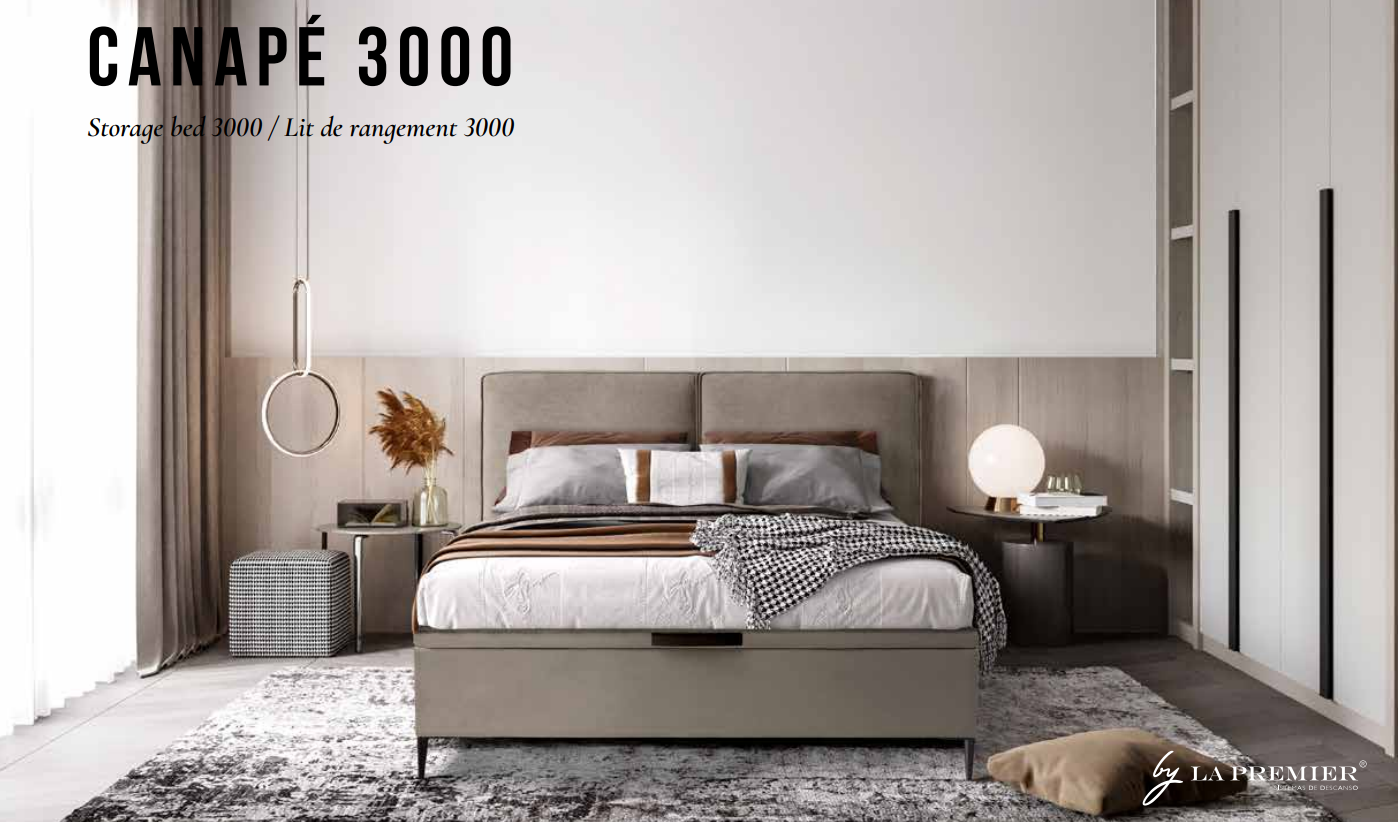 Canapé tapizado con patas mod. 3000